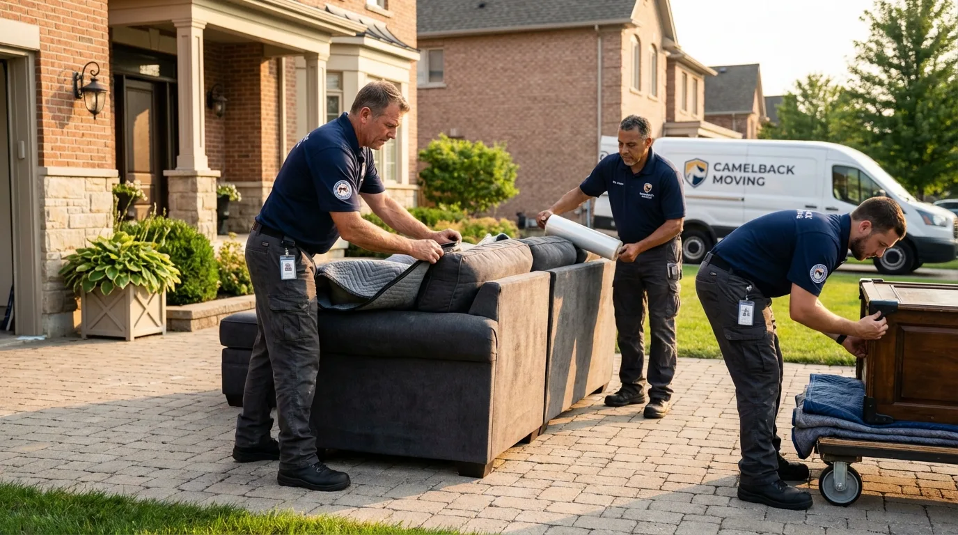 Large estate moving crew wrapping furniture in Cornville, AZ